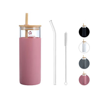 Zymera Lyvra Pure 1.0 Glas Becher mit Strohhalm 500ml – Wiederverwendbarer Trinkbecher (Pink)